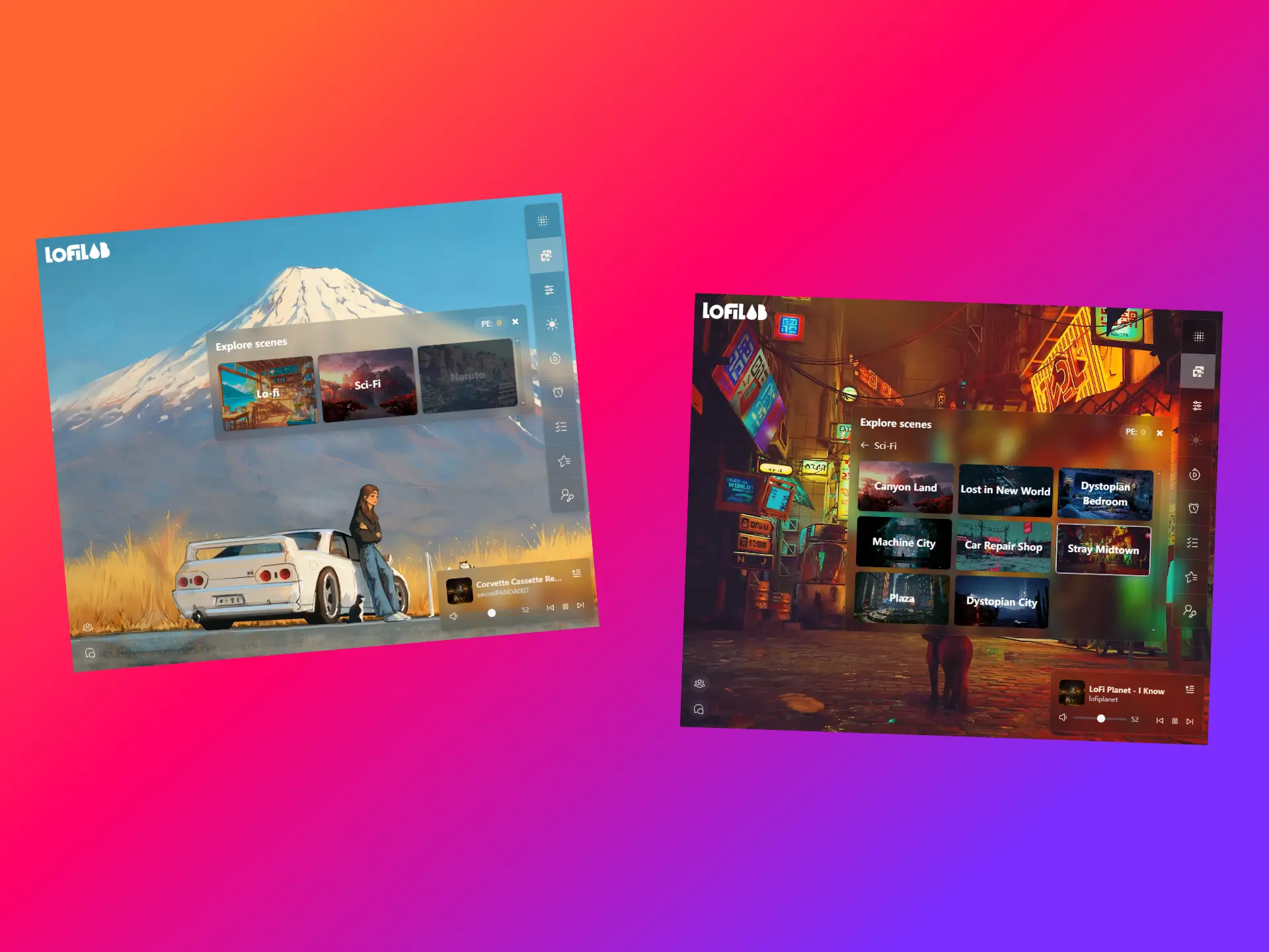LofiLab-Explore and enjoy a variety of ambient soundscapes, music, and visuals. Build a personalized immersive experience based on your preferences.